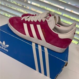 Adidas Gazelle Fuchsia and White Shoes